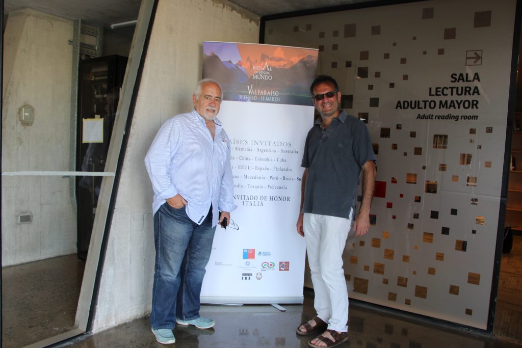 Con Alberto Grottesi Errazu, direttore della Bienal del Fin del Mundo, Valparaìso 2015